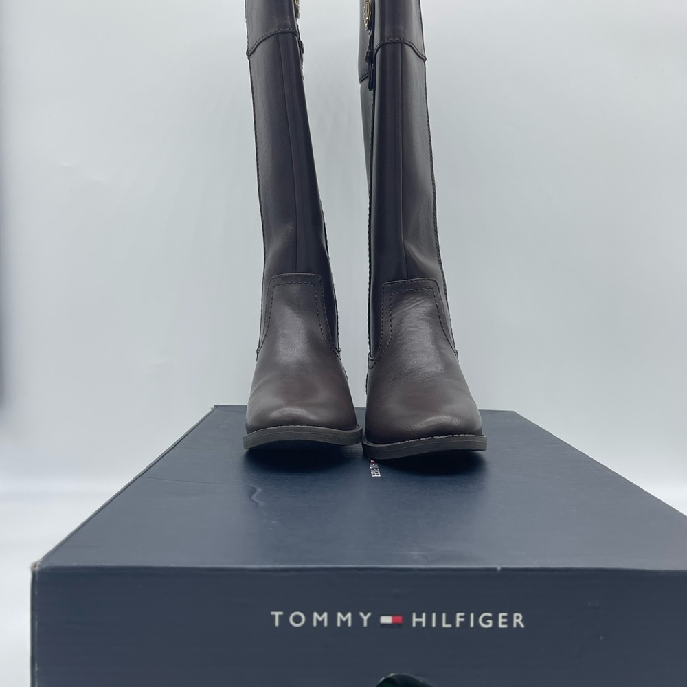 TOMMY HILFIGER Womens Brown Flex Gore Logo Imina Round Toe Riding Boot 6 M - Picture 5 of 10